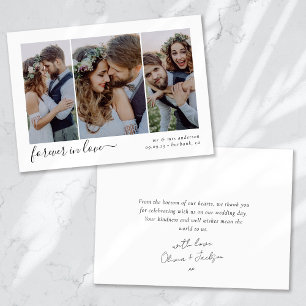 Forever in Liebe Script Triptych Foto Hochzeit Dankeskarte