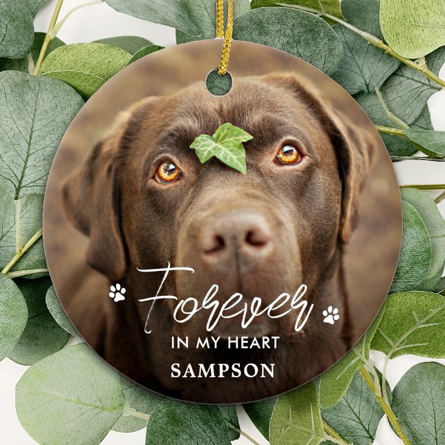 Forever in meinem Herzen - Paw Prints Pet Hund 2 F Keramik Ornament (Von Creator hochgeladen)