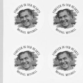 Forever In Our Hearts Brushed Photo Funeral Runder Aufkleber