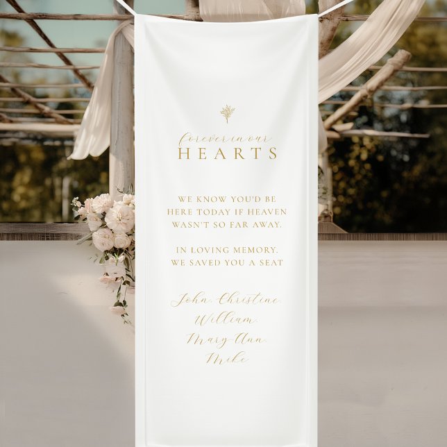 Forever in our Hearts! Floral Bouquet Wedding  Banner (Forever in our Hearts! Custom Floral Bouquet White Wedding Memorial Banner)