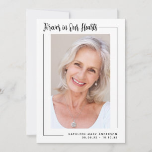 Forever in Our Hearts Foto Beileid Beerdigung Dankeskarte