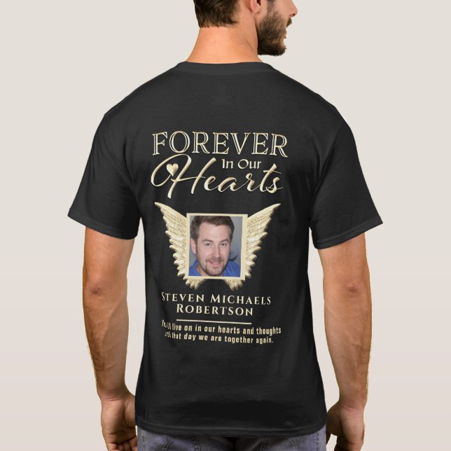 Forever in Our Hearts Foto Memorial T - Shirt (Rückseite)