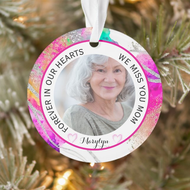 Forever in Our Hearts Mama Rainbow Glitzer Ornament (Baum)