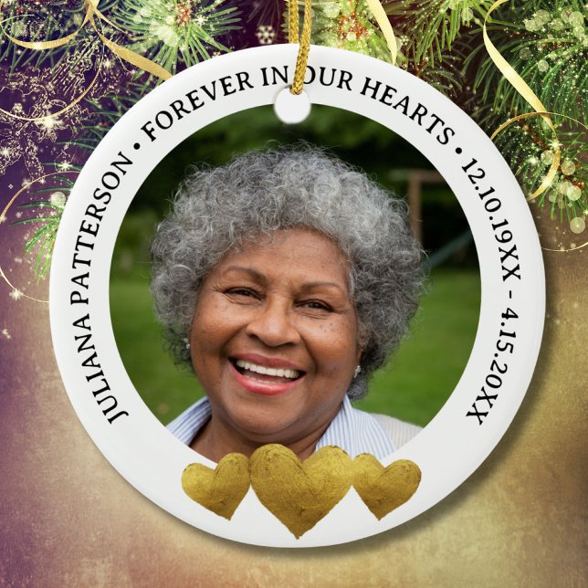 Forever in Our Hearts Memorial Photo Keepsake Keramik Ornament (Von Creator hochgeladen)