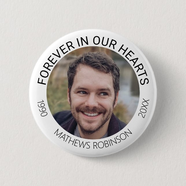 Forever in our hearts Memorial Tribute Funeral Button (Vorderseite)