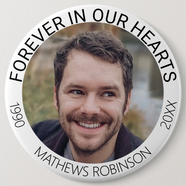 Forever in our hearts Memorial Tribute Funeral Button (Vorderseite)