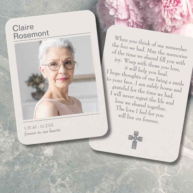 Forever In Our Hearts Modern Cross Prayer Card Visitenkarte (Forever In Our Hearts Modern Cross Prayer Card
)