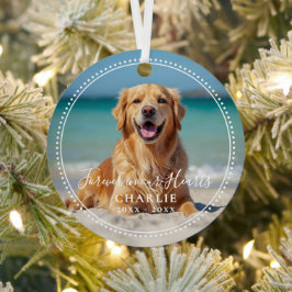 Forever in our Hearts Pet Memorial Name Photo Ornament Aus Metall