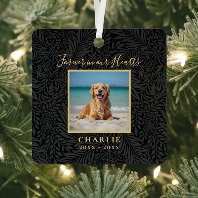 Forever in our Hearts Pet Memorial Name Photo Ornament Aus Metall (InSitu)