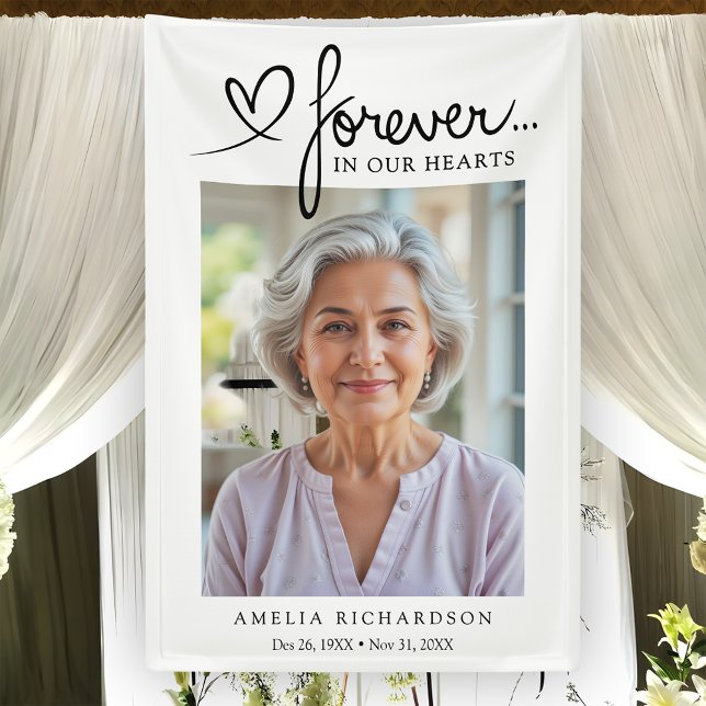 Forever In Our Hearts Photo Funeral Anniversaries Banner (Von Creator hochgeladen)
