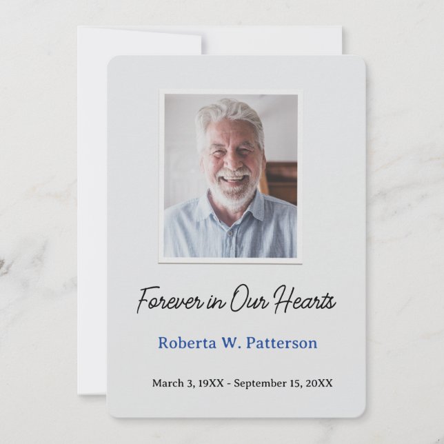 Forever in Our Hearts Photo Funeral Memorial Dankeskarte (Vorderseite)