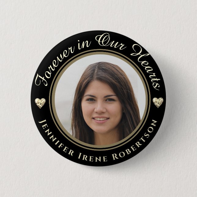 Forever in Our Hearts Photo Remembrance Button (Vorderseite)
