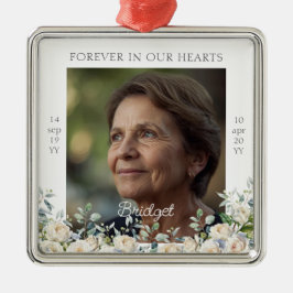 Forever In Our Hearts White Roses Remembrance Ornament Aus Metall