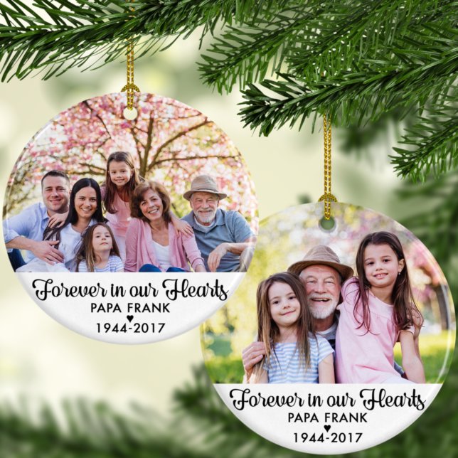 Forever in unserem Hearts Beileid Memorial 2 Foto Keramik Ornament (Von Creator hochgeladen)