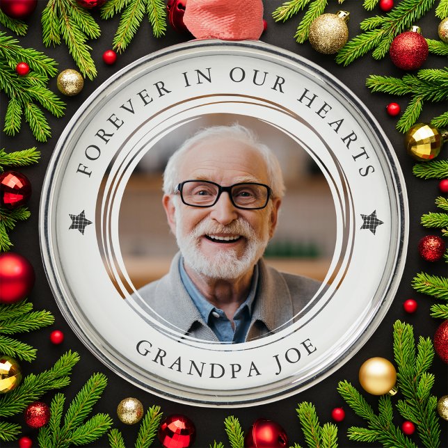 Forever in unserem Hearts Beileid Memorial Foto Ornament Aus Metall (Von Creator hochgeladen)