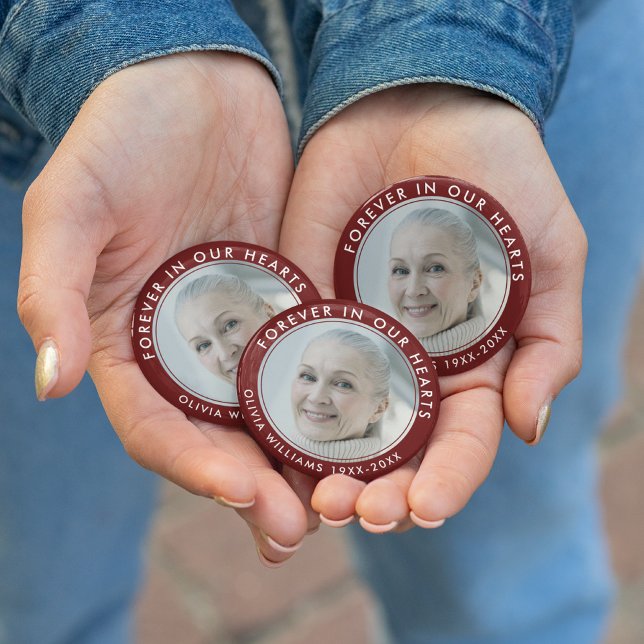 Forever in unserem Hearts Funeral Memorial Red Fot Button (Von Creator hochgeladen)