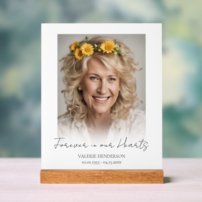 Forever in unserem Hearts Memorial Foto Acrylschild (Neutral)