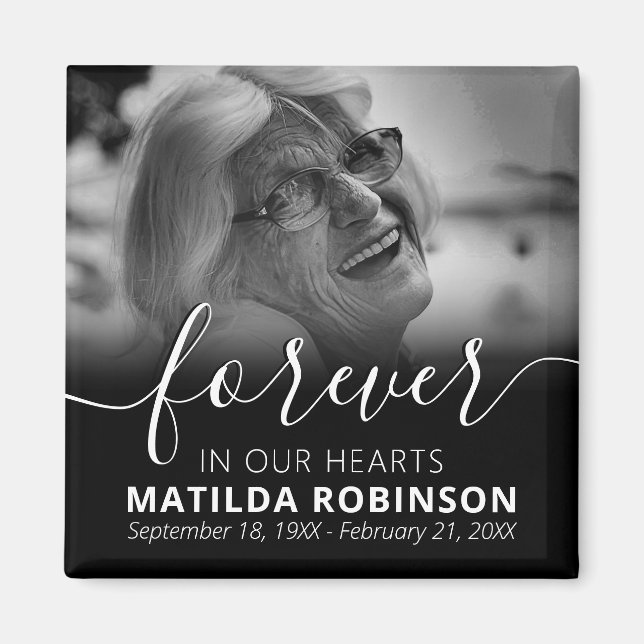 Forever in unserem Hearts Memorial Foto Magnet (Vorne)