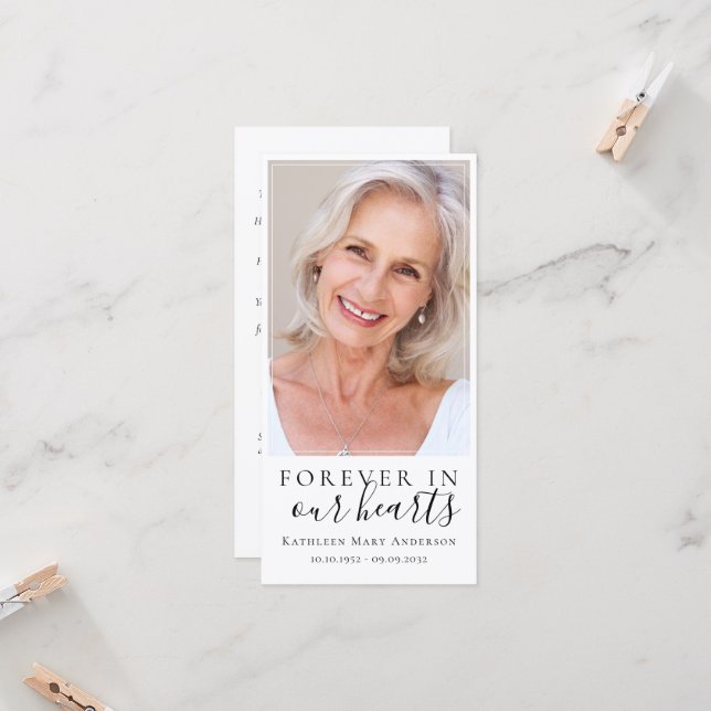 Forever in unserem Hearts Memorial Lesezeichen (Vorderseite/Rückseite Beispiel)