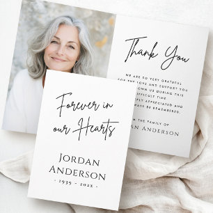 Forever in unseren Herzen Foto Beileid gefaltet Dankeskarte