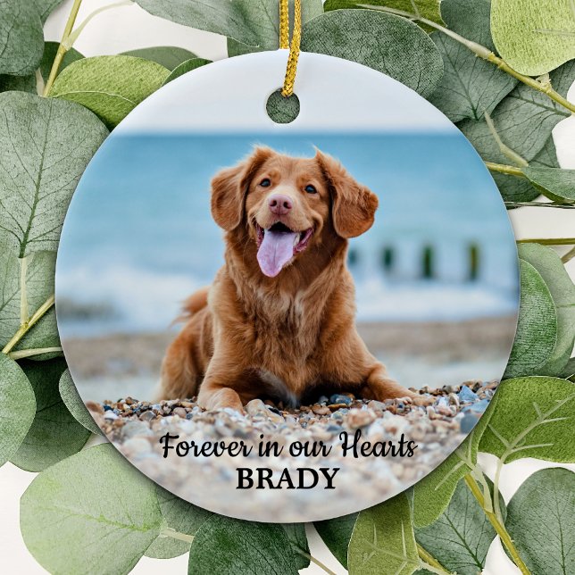 Forever in unseren Herzen - Hund 2 Foto Pet Memori Keramik Ornament (Von Creator hochgeladen)