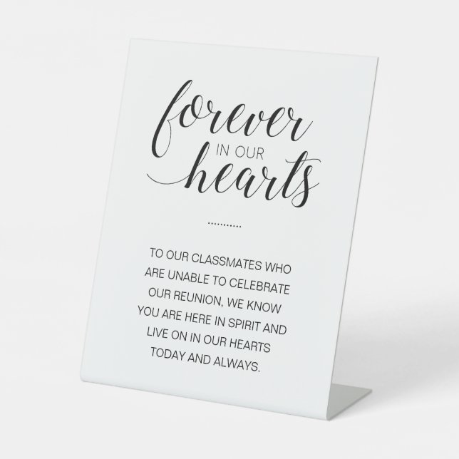 Forever in unserer Hearts Memorial Class Wiederseh Sockelschild (Vorderseite)