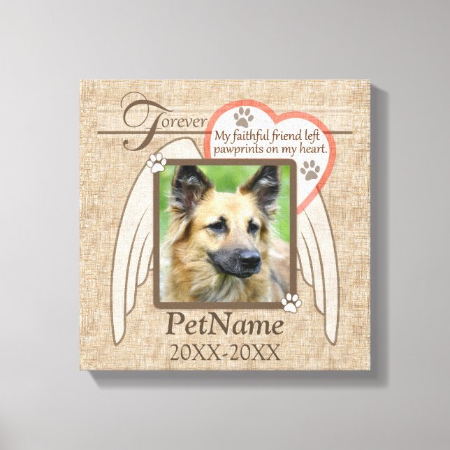 Forever Love Angel Wings Pet Beileid Custom Leinwanddruck (Vorderseite)