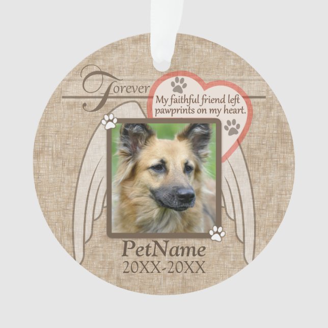 Forever Love Angel Wings Pet Beileid Custom Ornament (Vorderseite)