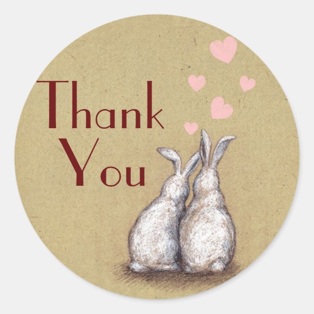 Forever Love Bunnies Custom Danke Aufkleber (Vorderseite)
