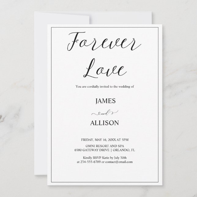 Forever Love Cheers Elegante Minimalistisch Simple Einladung (Vorderseite)