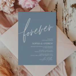 Forever Love Dusty Blue Minimalistisch Wedding Einladung