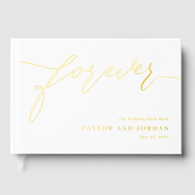 Forever Love Editable Color Foil Gästebuch (Vorderseite)