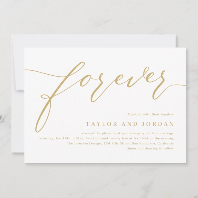 Forever Love EDITABLE FARBE Hochzeit Einladung (Vorderseite)