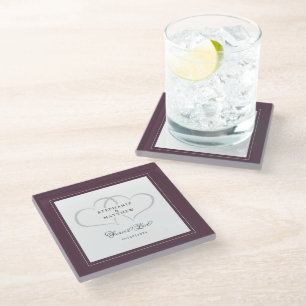 Forever Love Elegante Herzen Wedding Keepake Glasuntersetzer