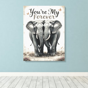 Forever Love Elephants Wildlife Art Leinwanddruck