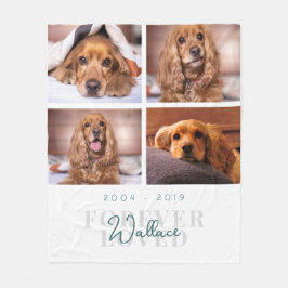 Forever Love Hund Memorial Foto Collage White Fleecedecke