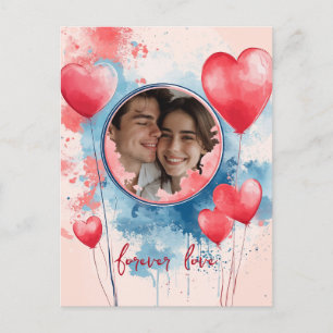 Forever Love mit Herz geformt Balloons Postkarte