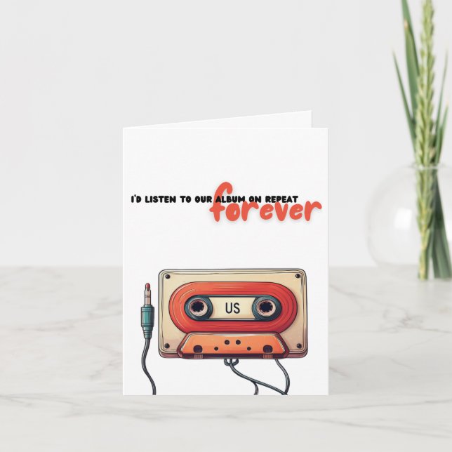 Forever Love Mixtape | Retro Cassette Valentine Einladung (Vorderseite)
