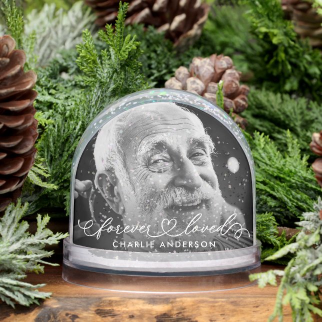 Forever Love Moderne Kalligraphie Script 2 Foto Schneekugeln (Winter)