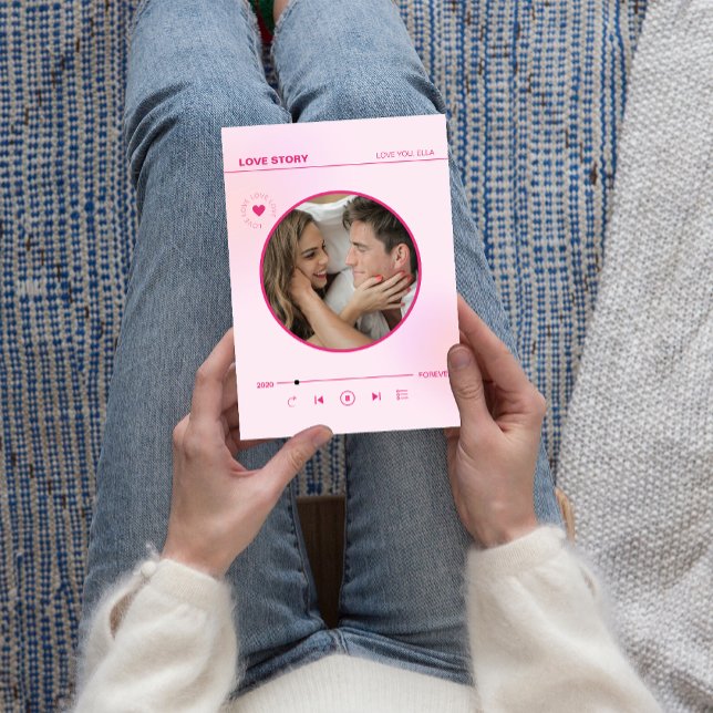 Forever Love Pink Heart Foto Valentines Card Magnetkarte (Forever Love Pink Heart Photo Valentines Day Card)