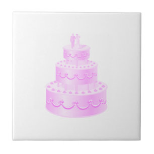 Forever Love Pink Hochzeitstorte Fliese