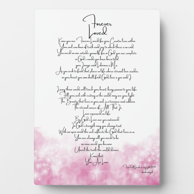 Forever Love Pink Plaque Fotoplatte (Vorderseite)