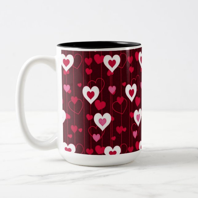 Forever Love Red Hearts Zweifarbige Tasse (Links)