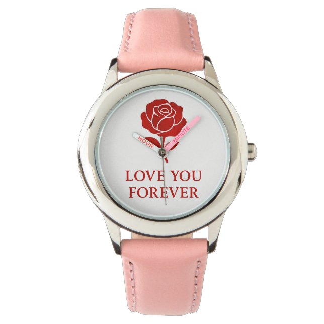 Forever Love Rose Elegant Romantic Valentine day Armbanduhr (Vorderseite)