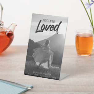 Forever Love Script Foto Beerdigung Pedestal Sign Sockelschild