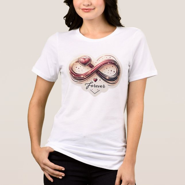 Forever Love Unendlichkeit Herzdesign Tri-Blend Shirt (Vorderseite)