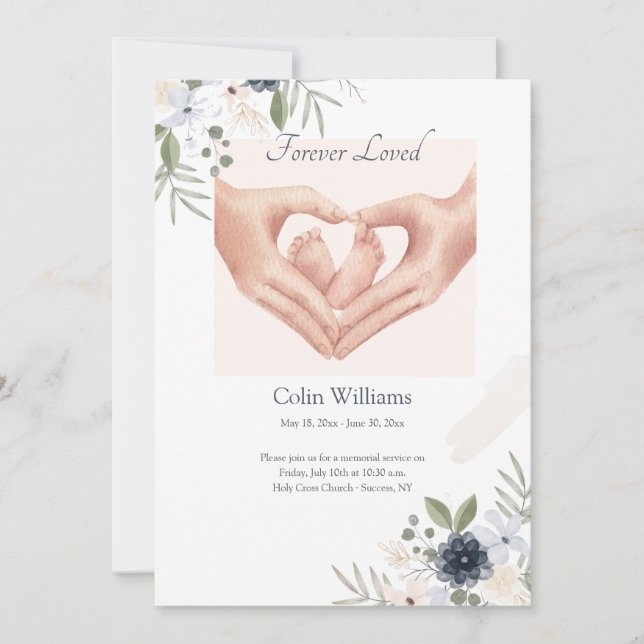 Forever Loved Baby Memorial Card Einladung (Vorderseite)