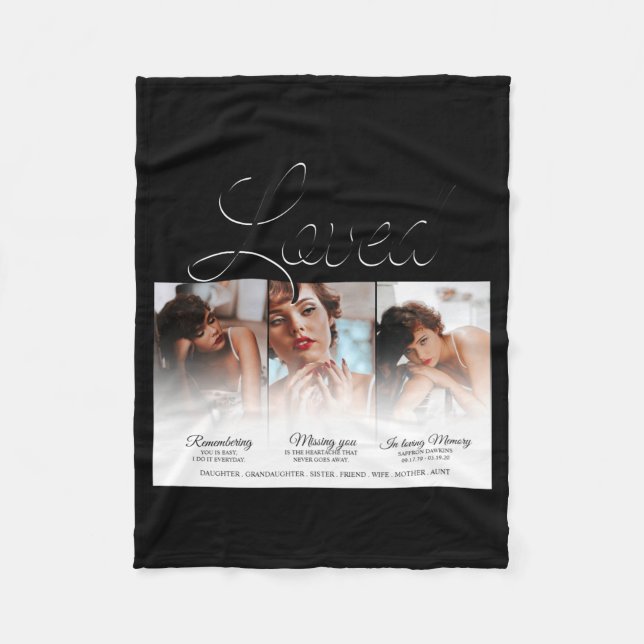 Forever Loved Memorial 3 Photo Memorial  Fleecedecke (Vorderseite)