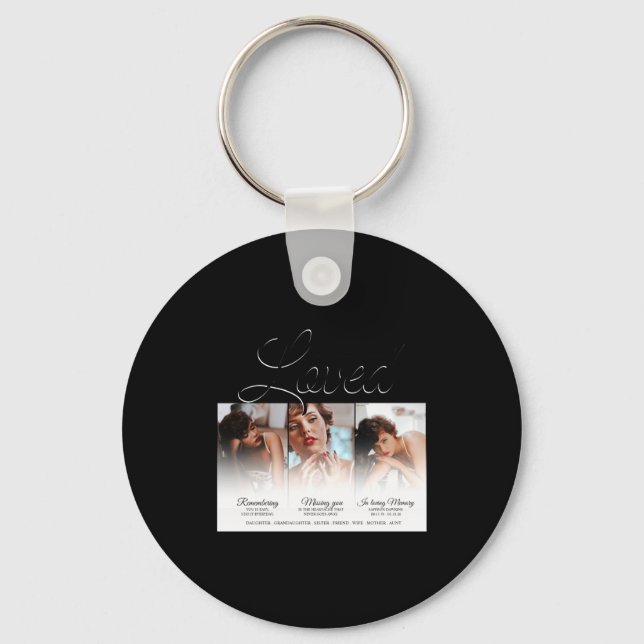 Forever Loved Memorial 3 Photo Memorial  Schlüsselanhänger (Vorderseite)