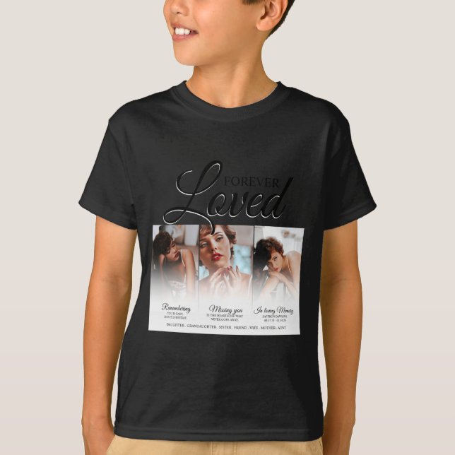 Forever Loved Memorial 3 Photo Memorial  T-Shirt (Vorderseite)